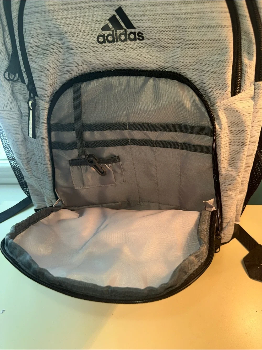 adidas Men’s Light Gray and Black Tech Backpack